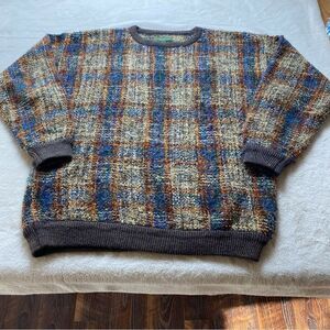 Clubfellow Vintage Multi Color Knit Crew Neck Sweater Size XLT